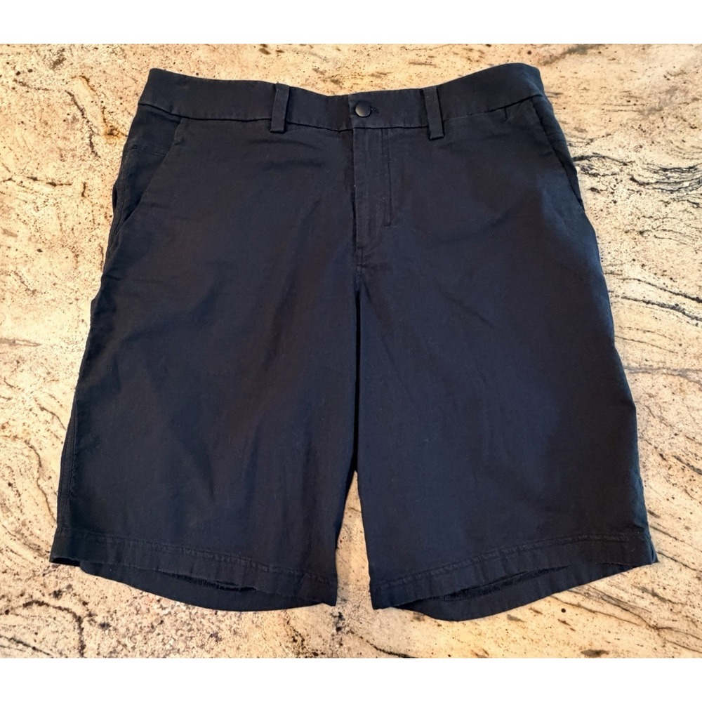 Men's Lululemon Shorts Sz 38  Black 11" Inseam Flat Front Chino Pockets Cotton